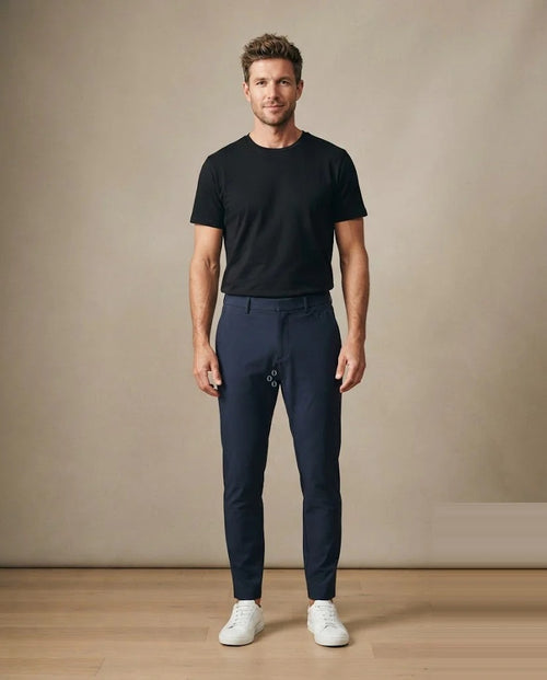 Aero Commuter Pant — Navy, zigzag mark