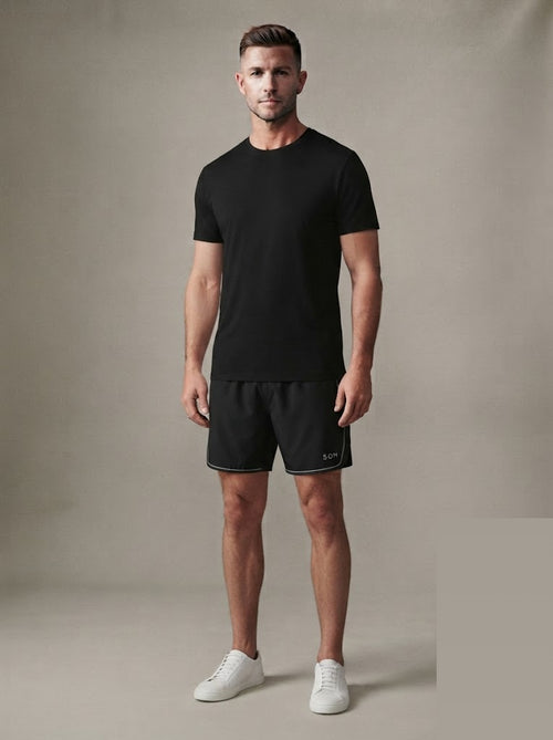 Aero Run Short in Black with SON hem mark