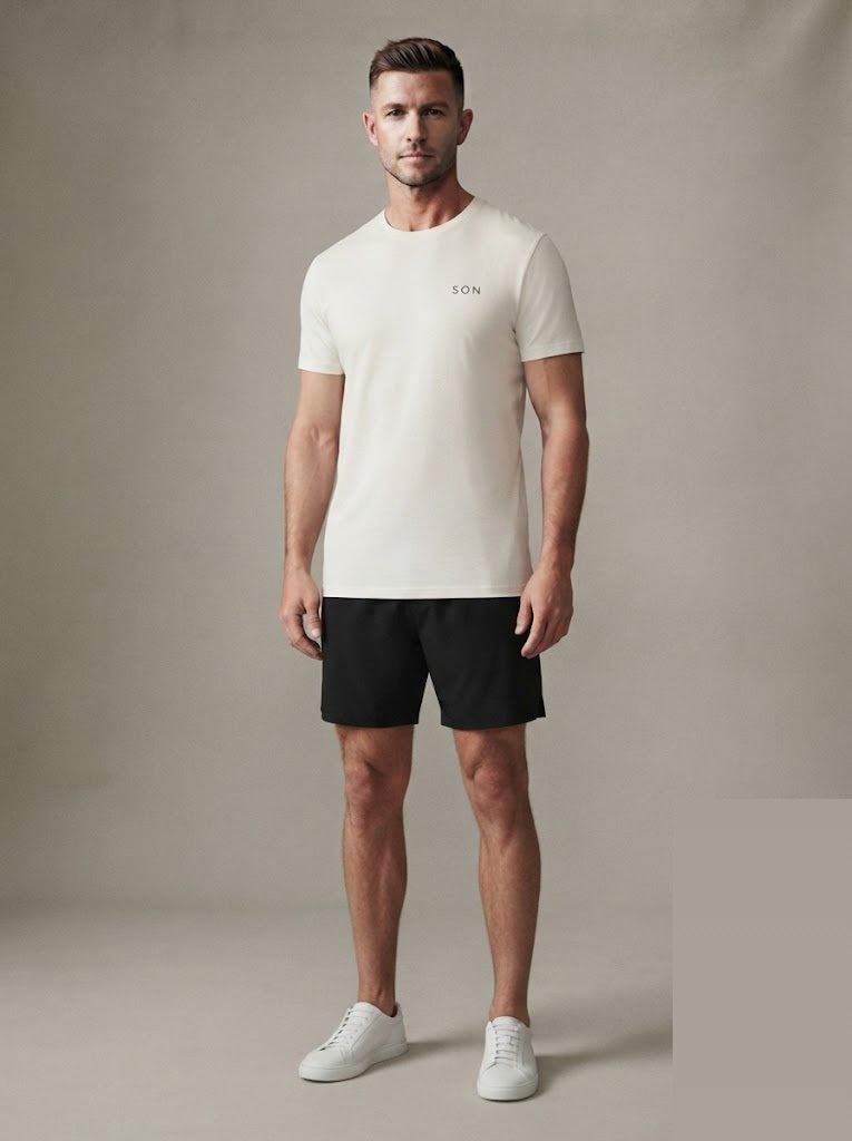 Cloud Performance Tee in Chalk with SON chest mark